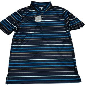 PGA tour pro serious Men's Polo golf Shirt Navy Blue‎ Stripes
Size medium